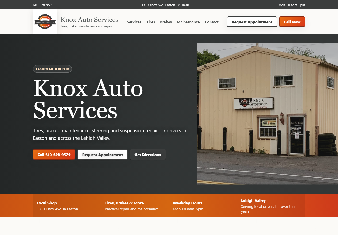 Preview of the Knox Auto Services website